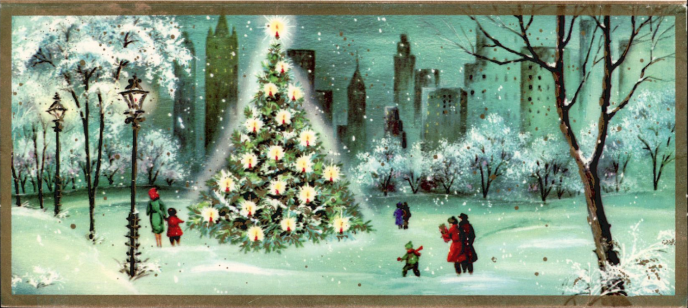 Julekort med juletremotiv