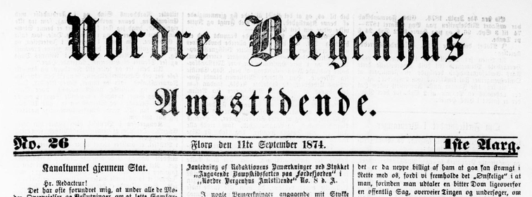 Avisa Nordre Bergenhus amtstidende, 11. september 1874.