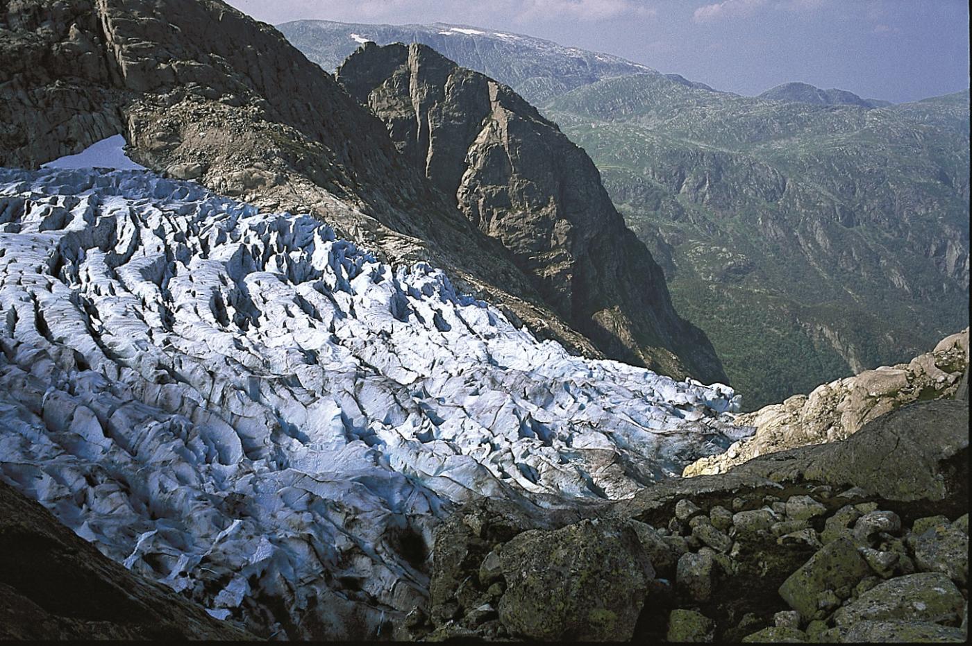 Brefallet på Bondhusbreen.