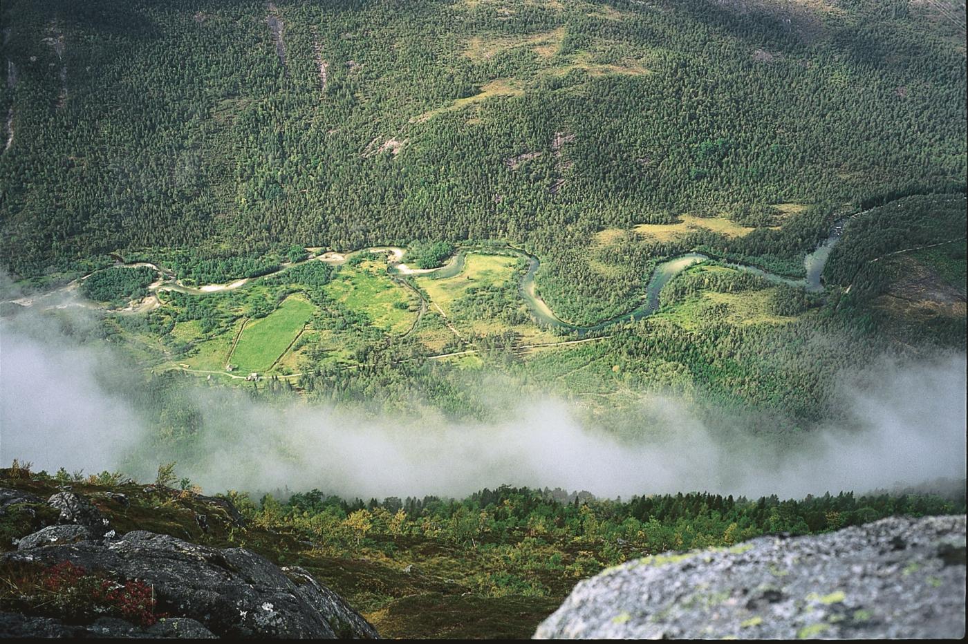 Æneselva buktar seg ned gjennom Ænesdalen.