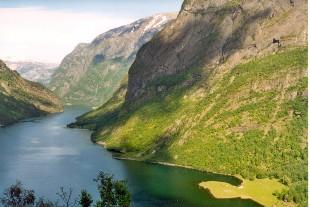 Oversiktsbilete over innmarka og utmarka på Styvi slik det såg ut i 2002. Nærast ligg Holmo, midt i biletet ligg Ornes, og den grøne flekken lengst i nord er Skalmones. Gardstunet ligg ved det kvite fjellet nokre hundre meter sør for Skalmones.

