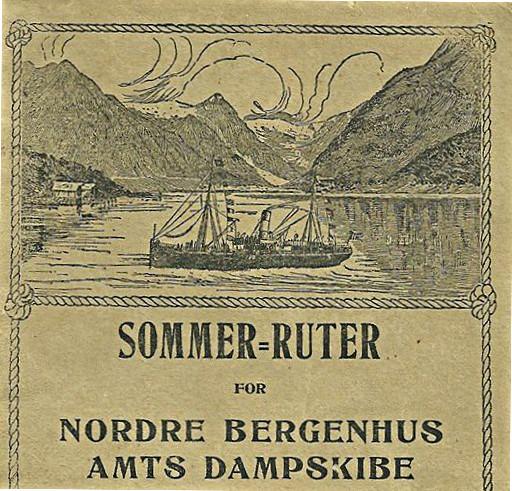 <p>Utsnitt av Nordre Bergenhus Amts Dampskibe sitt sommar-rutehefte 1913. </p>