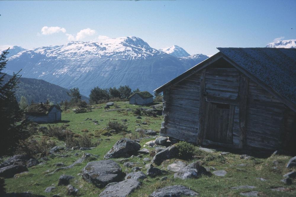 Stølsbøen med fjellheimen bak.