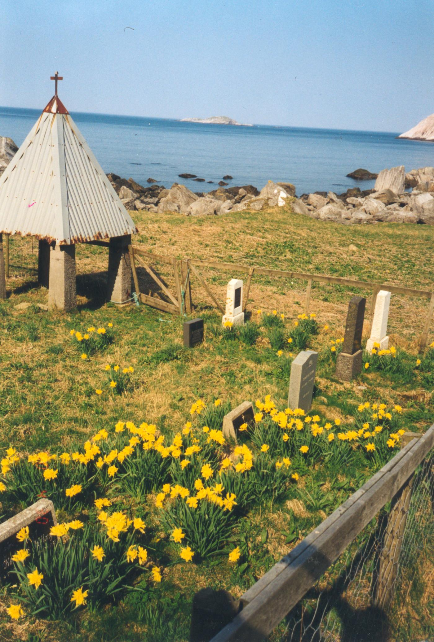 Gravstaden på Vetvik ligg like sørvest for husa på garden.