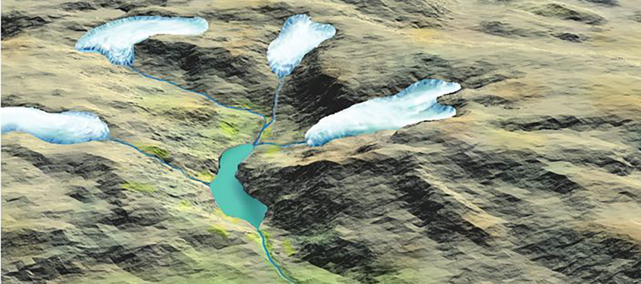 Creation of the landscape in the Isdal-region. (b) Approx. 100 000 years ago.