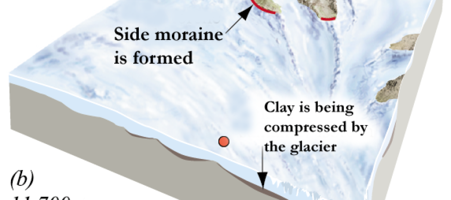 Stages in the Development of the hard clay at Ølve. (b) 11 700 years ago.