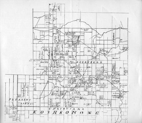 Kart over Koshkonong, teikna av Knut A. Rene.