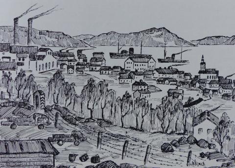 Kirkenes 1942. Lærarfangane vart sette til ymse slags arbeid, mellom anna vegarbeid og lossing av skip. Ein mann miste livet under opphaldet, lærar Olav Hole, frå Tjølling. Han fekk eit hiv over seg i eit lasterom.