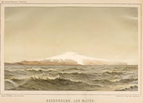 Illustrasjon i ekspedisjonsrapport Den norske Nordhavs-Expedition 1876-1878, etter akvarell av ekspedisjonsdeltakar, professor H. Mohn. Biletet er motiv på eitt av frimerka i utgåve Geofysisk år 1957.