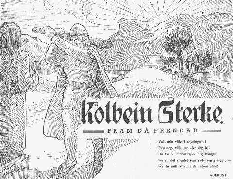 <i>Kolbein Sterke</i> var namnet på eit blad i Nordfjord som kom ut frå 1938. Det var frå fyrst av eit blad for krinsavhaldslaget "Kolbein Sterke" i Det norske totalavhaldslag (DNT), men greip etter kvart litt vidare og vart eit allment ungdomsblad. Under krigen tok <i>Kolbein Sterke</i> parti for NS-styresmaktene mot den frie ungdomslagsrørsla, noko som gjorde at samskipnaden Firda ungdomslag etter krigen tok sterk avstand frå <i>Kolbein Sterke.</i> . Her tek me <i>Kolbein Sterke</i> med  som døme ...