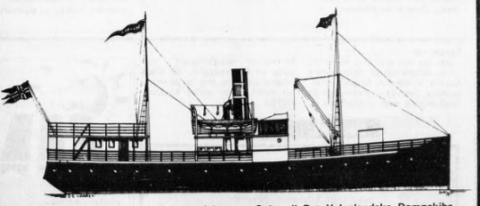 Profilteikning (signert Bård Kolltveit) av påbygde og ombygde SDS «Hansteen» som DS «Haarek». Det Helgelandske Dampskibsselskab eigde båten i tida 1900-1950. Helgelandske selde «Haarek» til Florø pakkargruppe hausten 1950.