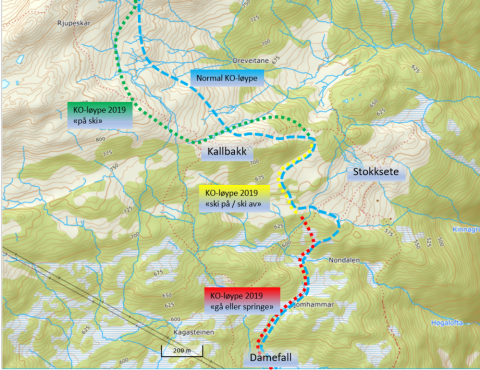 Kjeringi Open 2019, utsnitt av løypekartet.