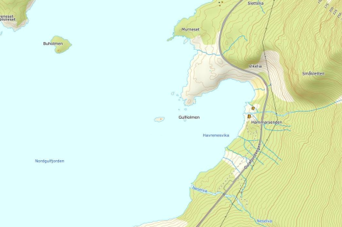 Nordgulfjorden med Gulholmen i Gulen kommune.