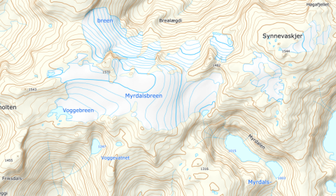 Kartet syner utsnitt frå Viksdalen, garden Hatlestad og utmarksområdet mot fjellet Svarteknibba,