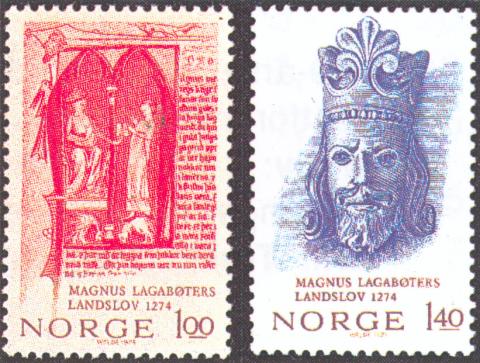 Leidangsordninga er nemnd i Gulatingslova og seinare i Magnus Lagabøters Landslov, vedteken på tinga i åra 1274-76. Postverket ga i 1974 ut to minnefrimerke om denne lova som var den fyrste landslova i Norden. Motivet på det eine frimerket er eit utsnitt frå fyrste sida i ei handskrift av lova frå 1325. Vignetten syner at Magnus Lagabøter frå kongssetet sitt gjev den nye lova til ein av mennene i kanselliet sitt.