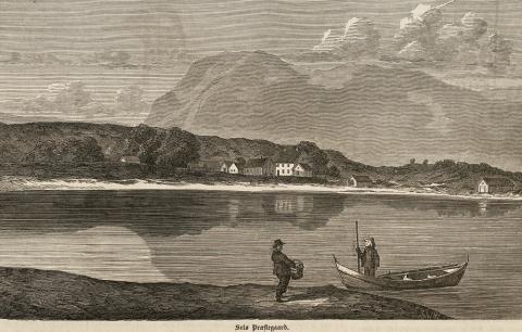 Strekteikning av prestegarden i Selje i Norsk Folkeblad 1868.