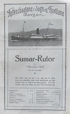 <p>Framsida p&aring; FSF-ruteheftet sommaren 1932.</p>