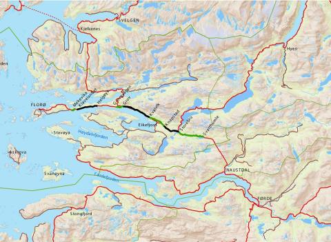 Vegprosjektet vart delt opp i sju sjølvstendige prosjekt; med eigne kostnadsoverslag og eigne løyvingar i statsbudsjettet. Helgøya-Klavelandet (1999-2000), Mekvika i same periode, Grov-Grovavågen (2000-2001), Svarthumle-Storebru (2000-2001), Knapstad-Kvalvik (2001-2002), Storebru-Knapstad (2003-2005). Anleggsarbeidet starta opp med utviding av  Helgøytunnelen i februar 1999.