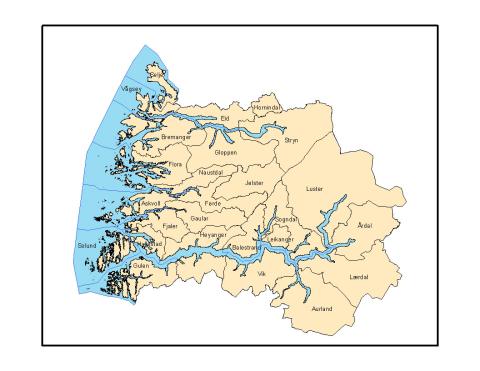 Kommunar i Sogn og Fjordane i 2005. 