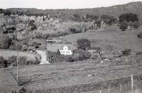 Vegs ende på Eggjane kring 1950. I 2006 står det eit nytt våningshus der revehuset står.