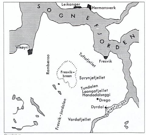 Kartskisse som syner kvar fangstanlegga ligg på sørsida av Sognefjorden mellom Fresvik og Dyrdal. Det er fangstanlegg både på Syrynjefjellet, Langafjellet og Handadalseggi.