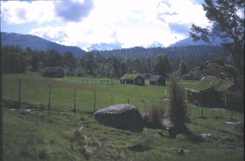 Slagstad sel og fjøs. Dyrka mark.