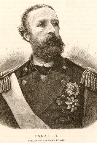 Portrett av Oscar II i ein ukjend publikasjon med handskriven datering 6.8.1880.