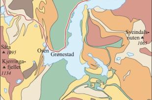 Kart over geologien i Hamlagrøområdet