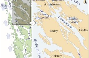 Kart over tidvasstraumar i Nordhordland