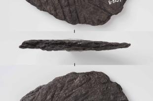 Eit fragment av ei bakstehelle funne under utgravingane av Kjerringholet. (Universitetsmuseet i Bergen)