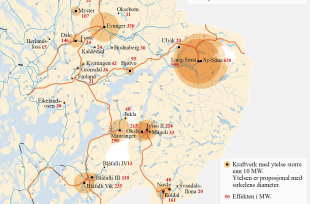 Kraftledninger og kraftverk i Hordaland. 