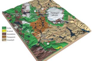 Terrengmodell over geologien i Finseområdet