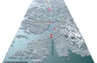 Den beine Austefjorden og landskapsdraget vidare mot nord vart til langs ei forkasting som strekkjer seg djupt ned i jordskorpa.